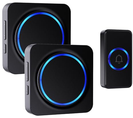 SECRUI Wireless Doorbell, IP55 Waterproof Door Bells Electric Cordless Chime Kit at 1000-feet Range, 2 Plug-in Receivers Door Chime Kit with 32 Chimes, 5-Level Volume, Easy Install for Home