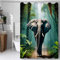 3D Elefant Duschvorhang 120 x 200, Wasserdicht Waschbar Anti-Schimmel Polyester Duschvorhänge Wilde Tiere Shower Curtain Badvorhänge mit Ringe für Badezimmer
