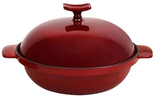 Mswborml Antiaderente Pentola in Ghisa Ovale con Coperchio 22 cm, 1,2 Litros Forno Olandese in Ghisa per Pane, Cocotte da Forno Ovale, Casseruola Forno Olandese per Stufare Cuocere, Vino Rosso
