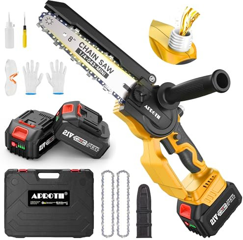 Mini Motosega a Batteria 8000mAh, 900W Brushless, 8 Pollici Sega a Batteria per Potatura, Tensionamento della Catena Senza Attrezzi, Motosega Elettrica per il Taglio del Legno e la Cura del Giardino