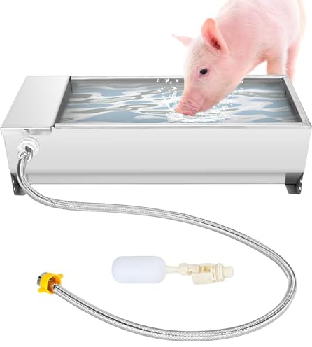 Automatic Livestock Water Trough, 7.5L Large Capacity Self Filling Animal Drinking Water Tank with Float Valve Kit for Dog, Horse, Goat, Pig, Cow