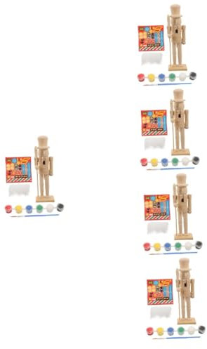 DIYEAH 5 Sets Puppet Man Drawing Blank Nutcracker Puppet DIY Christmas Nutcracker DIY Walnut Soldier Xmas Party Supply Nutcracker Paint Toys Unpainted Nutcracker Puppet Wooden