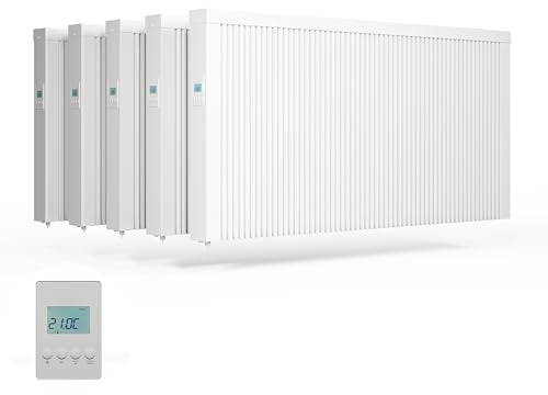 eVARMO 5x Areo smart 2600 Watt elektrische Heizung mit Schamottekern zur Wandmontage/Elektroheizkörper (Elektroofen)