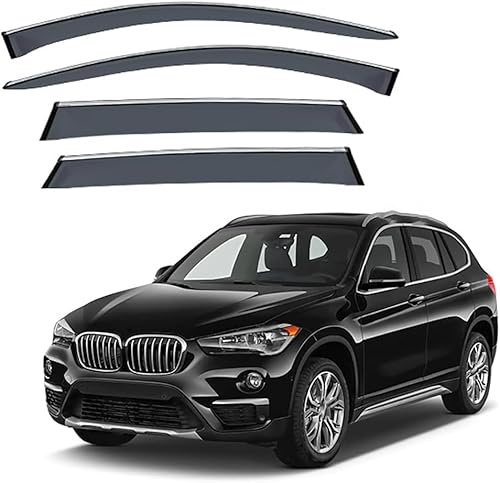 WUYJUN Deflettori Aria 4 Pezzi per BMW X1 F48 2016-2021, Deflettore Antivento Antipioggia Fume' Oscurati Aerodinamico Automatici Visiera Aria