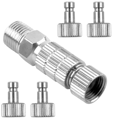 5 Pezzi Adattatore per Aerografo con Sgancio Rapido, 1/8 Pollici Connettori Femmina e Adattatori Maschi Accessori per Aerografo di Valvola di Controllo, Set adattatore per aerografo per Artisti