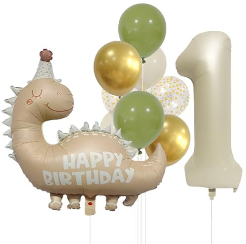 Geburtstagsdeko 1 Jahr Junge, 1 Jahr alt Dinosaurier Geburtstag Dekoration Ballons, Dinosaurier Folienballons, 1 Jahr Geburtstag Junge Mädchen Happy Birthday Ballon Dinosaurier
