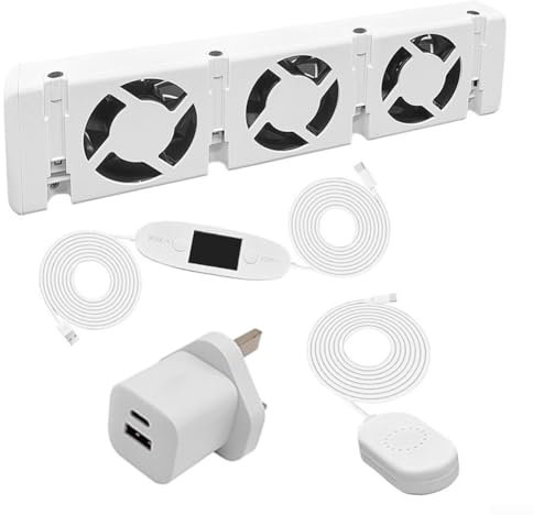 Entgoinggo Smart Radiator Fan, White Energy Efficient Equipped with External Thermostat Switch, Enhance Heat Circulation, for Radiators and Convectors from 50 Cm ( set)