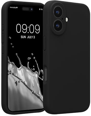 kwmobile Handyhülle kompatibel mit Apple iPhone 16 Hülle - gummierte Handy Case aus Silikon in Schwarz