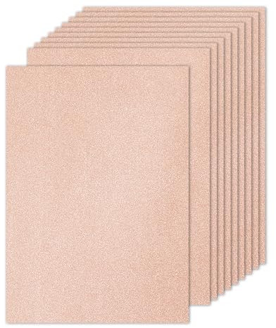 PATIKIL 10 Sheets Rose Gold Glitter Cardstock Paper, A4 250gsm Rectangle Premium Sparkly Paper Craft Cardstock Paper for Scrapbook Card Making DIY Art Projects Wedding Party