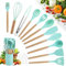 Ustensiles De Cuisine Silicone - Ustensile Cuisine Ensemble De 22 Pièces - Spatule Silicone - Louche Cuisine - Cuisine Accessoires - Batterie Cuisine - Livré Avec 10 Crochets (Vert)