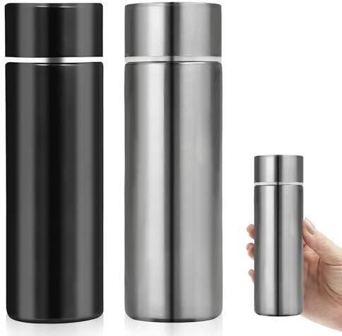 GD HUA 2 Pcs 150ml Small Flask,Stainless Steel Water Bottle,Small Capacity Portable Travel Drink Water Bottle Insulated Cup(Black+Metallic Color