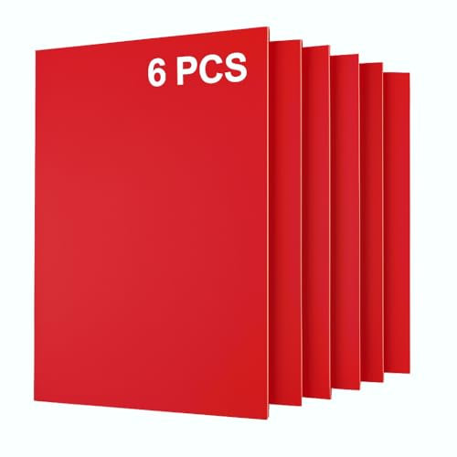 Uadme Farbige Sperrholz Laser Material, 6 Stück A4 Lasergravur Rohlinge Holz, 297x210x3mm Sperrholzplatte Holzplatte für DIY Geschenke, Modelle und Kreative Kunstprojekte (Rot)