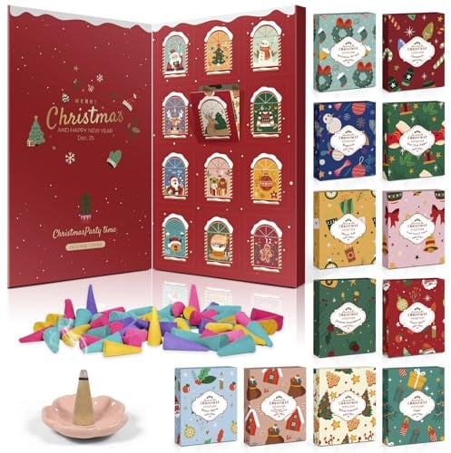 Scent-Hi Räucherkegel Adventskalender 2026, 96 Stück, 12 Düfte Set