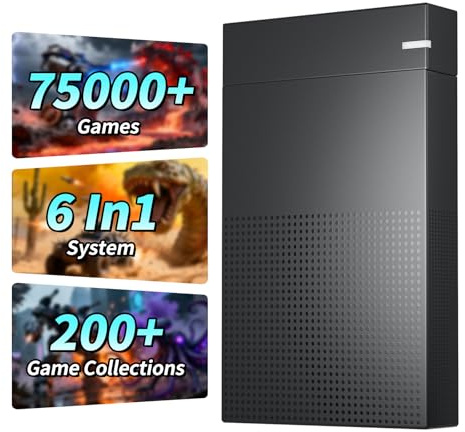 Kinhank 4TB Retro Game Hard Drive with 75000+ Games,6 In1System Retro Game Consoles， Compatible with 200+Emulators, Portable Game Hard Drive Disk Compatible with Win 7/8/10/11