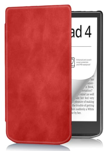 Vivlio Inkpad 4 7,8 Étui fin en cuir PU avec fonction veille/réveil automatique (XK) pour liseuse Vivlio Inkpad 4 Rouge