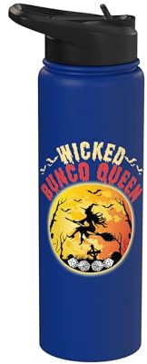 Wicked Bunco Queen Spooky Witch Halloween Gaming Stainless Steel Insulated Water Bottle
