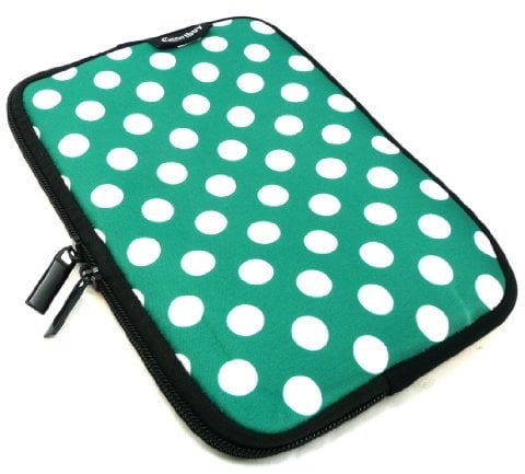 Emartbuy Polka Dots Green/White Water Resistant Neoprene Soft Zip Case Cover Sleeve Pouch Compatible With All Ipad Mini Tablets 7.9 Inch and 8.3 Inch
