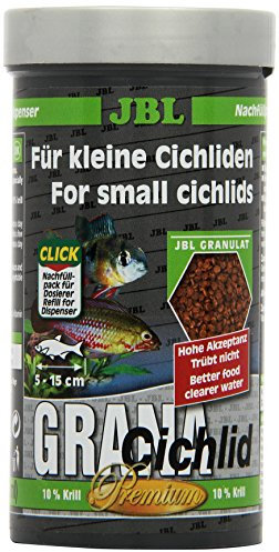 JBL GranaCichlid 40562 Premium Alleinfutter für räuberische Buntbarsche, Nachfülldose Granulat 250 ml