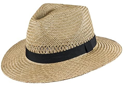 Scippis Barrow – Luftiger Strohhut für Damen & Herren | Sommerhut mit schwarzem Hutband | Atmungsaktiver Outdoorhut für Freizeit, Urlaub & Garten, Größe XL, Natur