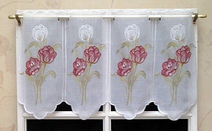 Rido&Co - Cortinilla Bordada para Parte Superior de Ventana (34 cm), Color Blanco