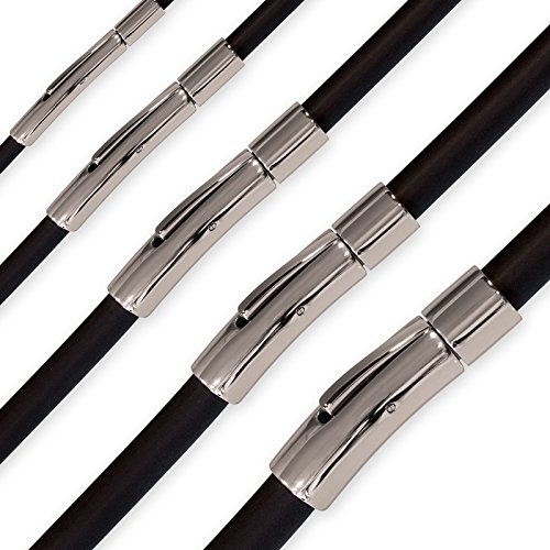 Fly Style Kautschuk-Kette oder Armband - Schwarze Halskette mit Edelstahl-Verschluß, Längen:ca. 65.0 cm, Stärke:3 mm