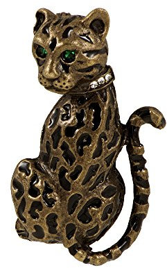 Damen-Brosche Leopard Emaille Messing Strass Anstecknadel