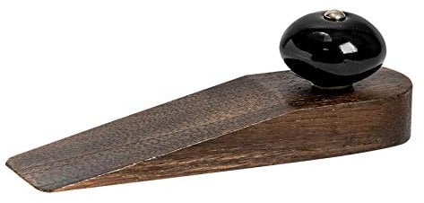 Nicola Spring Traditional Vintage Wooden Door Wedge Stop Block Stopper Doorstop - Black Design
