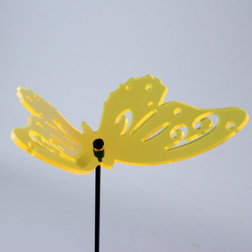fluoreszierender Schmetterling am Stab Gartenstab Gartenstecker, Acryl, gelb