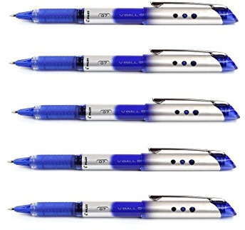 PILOT V Ball Grip Rollerball Pens Medium 0.7mm tip Blue Ink (Pack of 6) Supplied Loose …