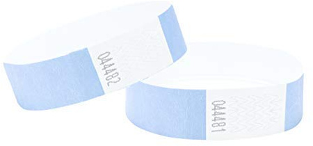 Wristbands Made from Dupont™ Tyvek® 3/4 inch 100 Pack, Paper Like Bracelets Used for Events, Nightclubs, waterparks etc. Sky Blue