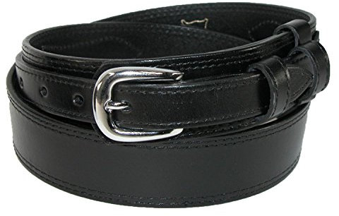 CTM Herren-Ledergürtel mit abnehmbarer Schnalle, Schwarz, 42