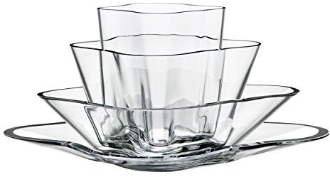 Iittala Alvar Aalto Collection Aalto-Blume, 4-tlg., Schale, Schüssel, Stapelbar, Klar, Glas, 1007030