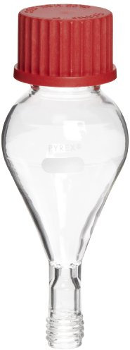 Corning Pyrex - Imbuto separatore in vetro borosilicato con valvola in PTFE e tappo filettato, capacità 250 ml