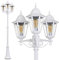 Außenleuchte Hongkong, Kandelaber in antikem Look, Aluguß in Weiß m. Klarglas-Scheiben, 3-armige Wegeleuchte, höhenverstellbar, Retro/Vintage Gartenlampe, E27-Fassung, IP44, ohne Leuchtmittel