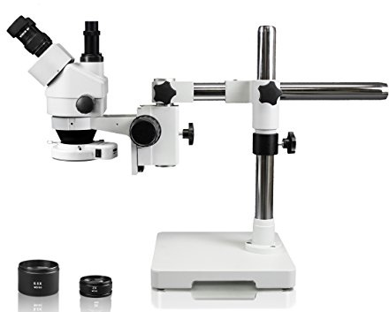 Vision Scientific VS-3FZ-IFR07 Simul-Focal Trinocular Zoom Stereo Microscope | 10x WF Eyepiece, 0.7X—4.5X Zoom, 3.5X—90x Magnification, 0.5X & 2X Aux Lens