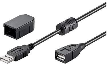 Goobay 93284 USB-A 2.0 auf USB A Verlängerungskabel 2m mit Sicherungsclip / USB Typ A Kabel Ferritkern / 480 Mbits Verlängerung / Kupferleiter / Schwarz / 2 Meter