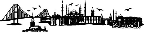 Samunshi® Wandtattoo Istanbul Skyline Wandaufkleber 120 x 26cm schwarz