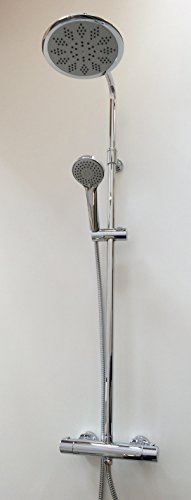 Thermostat Duschsystem, Wellness Dusche Barcelona Thermostat, schwenkbar, höhenverstellbar, Messing verchromter Korpus