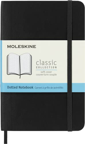 Moleskine Klassisches Notizbuch, Punktierter Notizblock mit weichem Einband und elastischem Verschluss, Pocket Format 9 x 14 cm, Schwarz, 192 Seiten