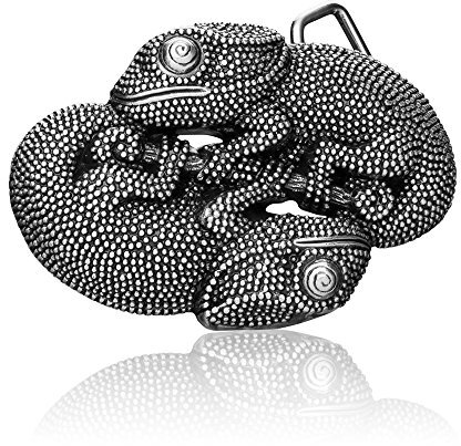 Gürtelschnalle Buckle 40mm Metall Silber Geschwärzt - Buckle Chamäleon - Dornschliesse Für Gürtel Mit 4cm Breite - Silberfarben Geschwärzt