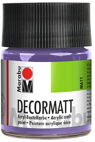 Marabu 14010005007 - Decormatt Acryl Lavendel 007, 50 ml, samtmatte Acrylfarbe auf Wasserbasis, cremig und farbintensiv, speichelfest, wetterfest, zum freien Malen und Schablonieren