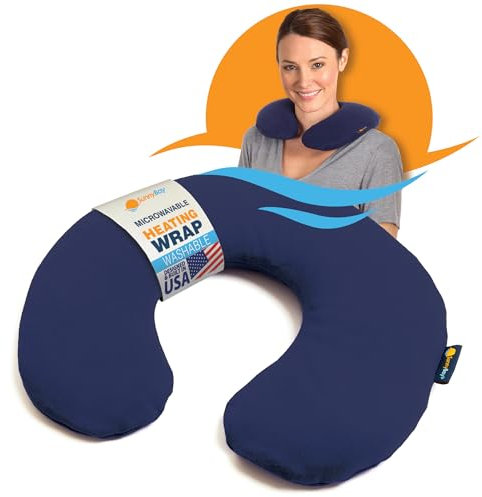 Sunny Bay Microwavable Heated Neck Pillow: Large Heat Therapy Pad for Sore Neck & Shoulder Muscle Pain Relief – Thermal, Personal, Reusable, Non Electric Hot Pack Pads or Cold Compress Wraps - Blue
