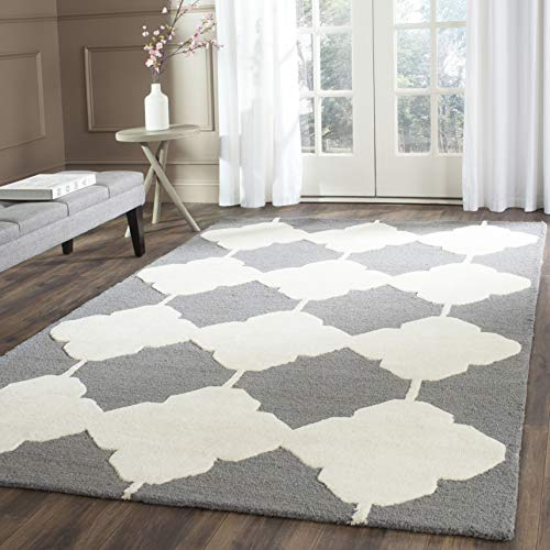 SAFAVIEH Cambridge Collection Area Rug - 5' x 8', Dark Grey & Ivory, Handmade Moroccan Wool, Ideal for High Traffic Areas in Living Room, Bedroom (CAM719D)