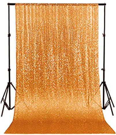 ShinyBeauty Gold Shimmer Sequin Fabric Photography Backdrop - 4ftx6ft Sequin Curtains Sparkly Wedding Photo Backdrop