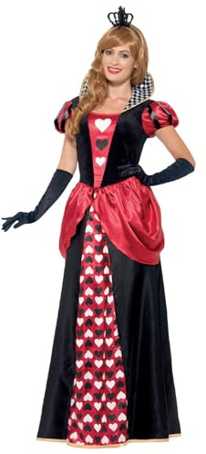 Smiffys - Damen rote Königin Kostüm, Kleid und Krone, rot