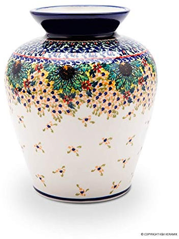 Original Bunzlauer Keramik Vase/BlumenvaseEmma, Höhe 19,7cm im künstlerischen Dekor ART-297