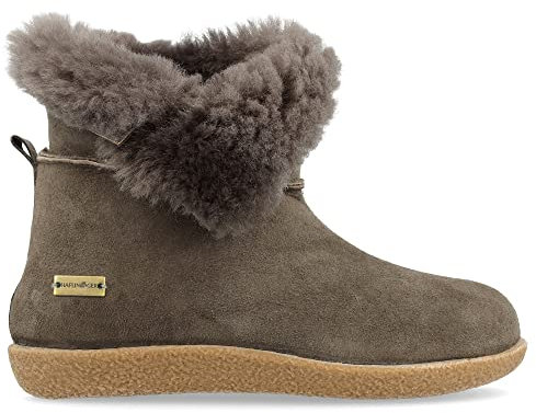 HAFLINGER Lammfell Leder Hausschuhe Lemmi Unisex Stiefel Grau (Anthrazit 04), Gr 46