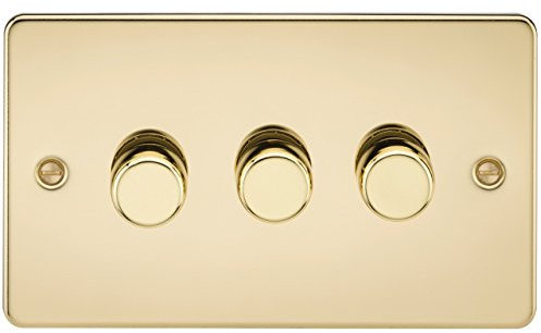 Knightsbridge FPAV2163PB Flat Plate 3G 2 Way Dimmer 60-400W-Polished, Polished Brass