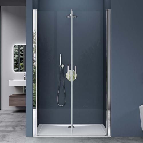 doporro Duschtür Nischentür dusche Duschabtrennung Duschkabine 90cm Nischendrehtür 195cm ESG-Sicherheitsglas Duschtür aus Klarglas mit Hebe- und Senkmechanismus Teramo24K