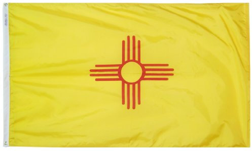 Annin Flagmakers Modell 143760 New Mexico Staatsflagge 90 x 150 cm Nylon SolarGuard Nyl-Glo 100% Made in USA nach offiziellen Bundesstaats-Design-Spezifikationen.